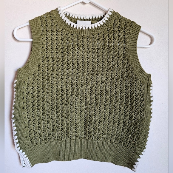 Varley Sweaters - Varley Womens XS Delaney Knit Crochet Sweater Vest Layering Academia Chunky
